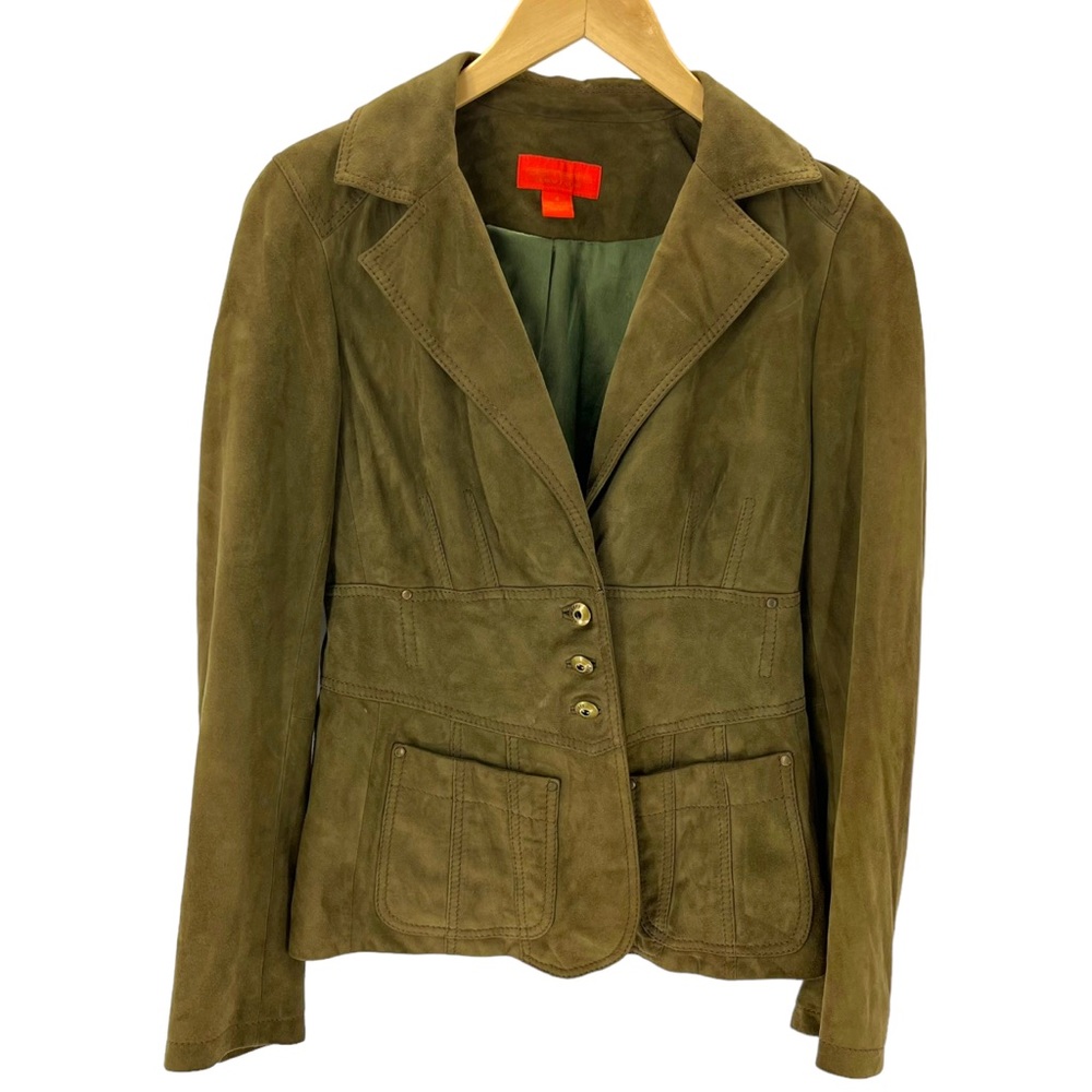 Green Suede Leather Jacket vintage 90s